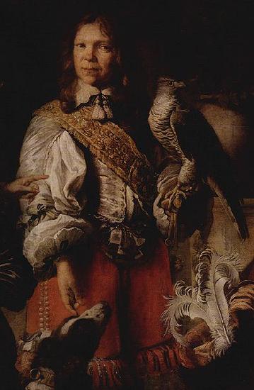 Daniel Schultz the Younger Detail of the Crimean falconer depicting the falconer of king John II Casimir in French costume. oil painting picture